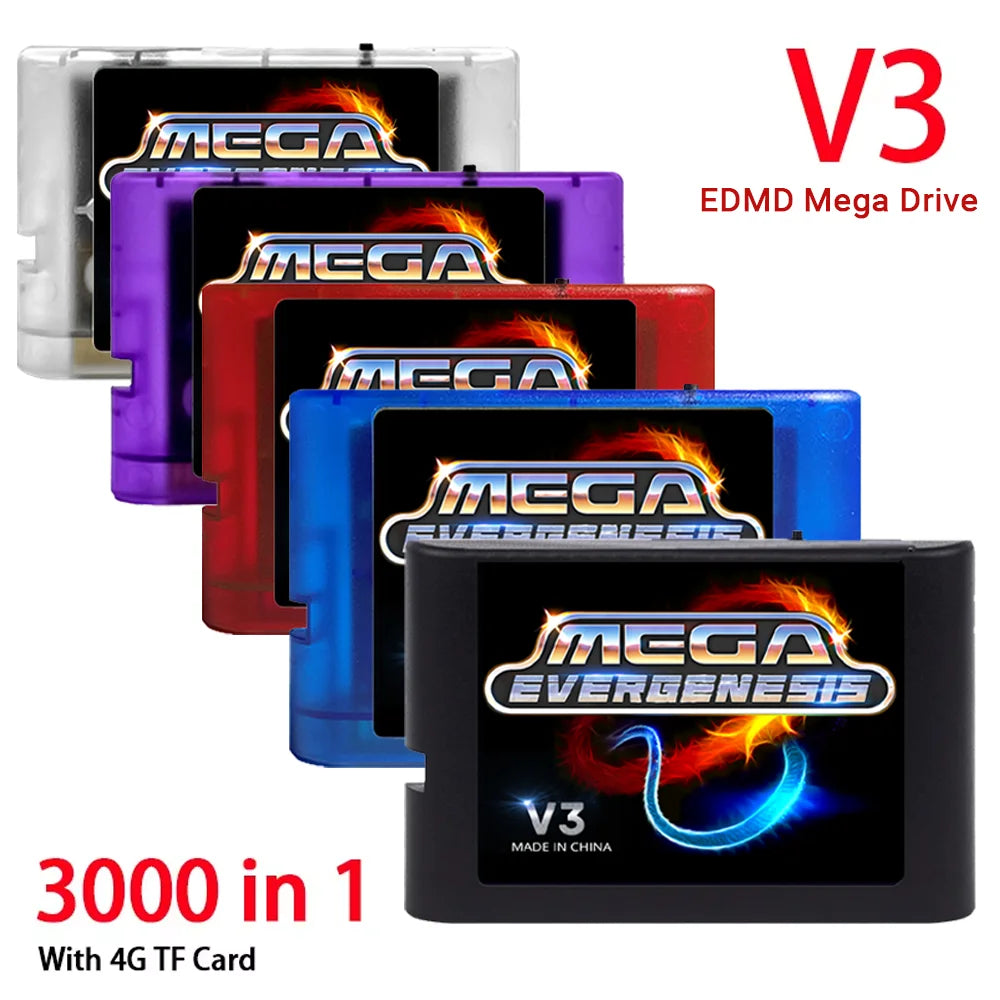 Mega Drive V3.0 Pro EDMD Remix MD V3 Game Cartridge for SEGA Megadrive GENESIS US/JP/EU 16-Bit Video Game Console