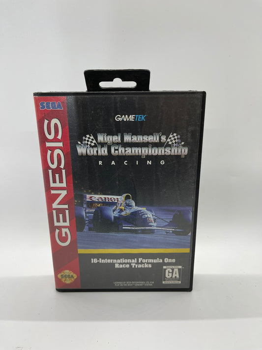 Sega Genesis Nigel Mansell's World Championship Racing Game Box, Manual and Game