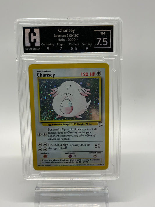 Chansey - Base Set 2  3/130  HG Grading 7.5