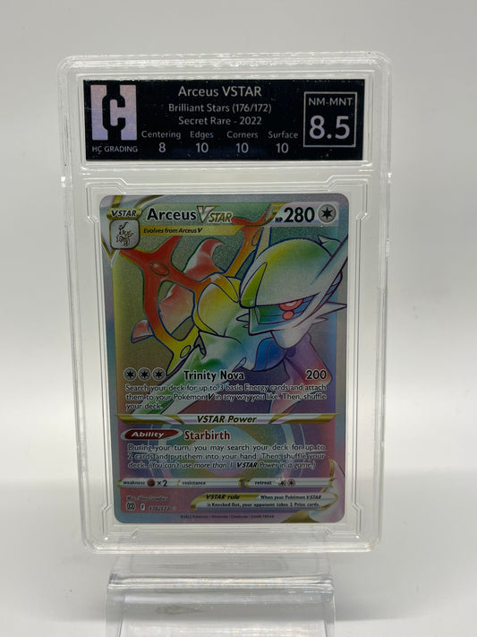 Arceus VSTAR - Brilliant Stars 176/172 Secret Rare - HG Grading 8.5